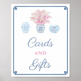 Póster Tarjetas y regalos rosados de Preppy Navy para la 