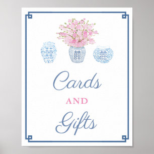 Póster Tarjetas y regalos rosados de Preppy Navy para la