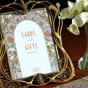 Póster Tarjetas y regalos Rótulo Art Nouveau vintage de M