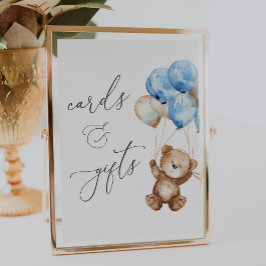 Póster Tarjetas y regalos Rótulo Baby Shower Blue Teddy B