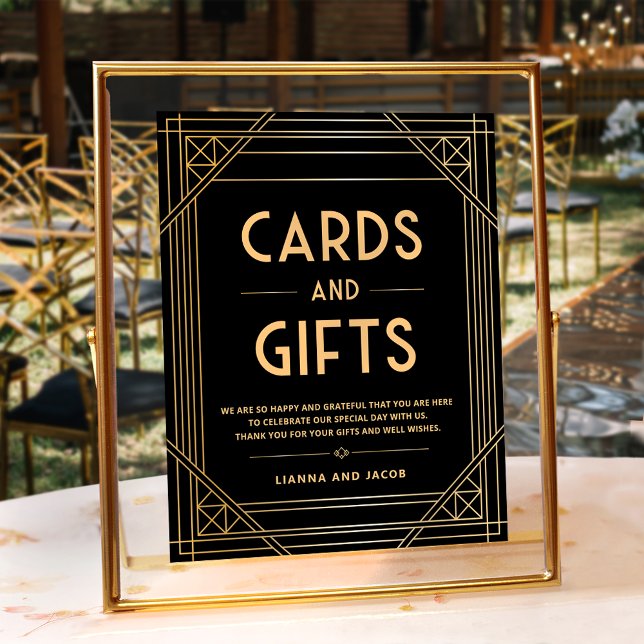 Póster Tarjetas y regalos Rótulo Boda Black Gold Art Deco (Subido por el creador)