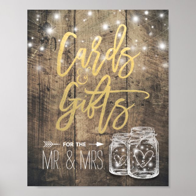 Póster Tarjetas y regalos Rótulo Boda Mason Jar (Frente)