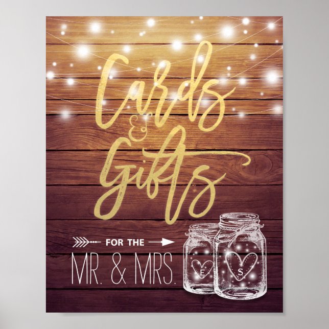 Póster Tarjetas y regalos Rótulo Boda Mason Jar (Frente)