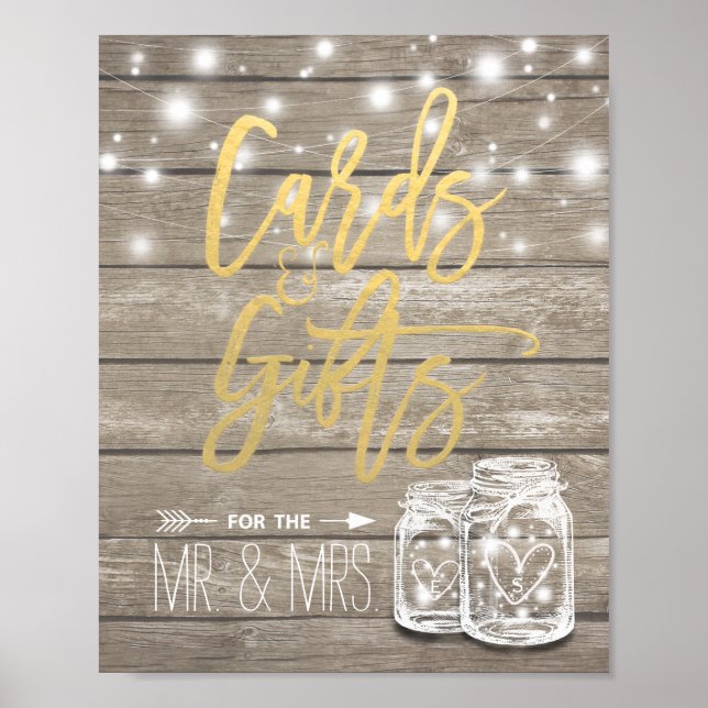 Póster Tarjetas y regalos Rótulo Boda Mason Jar (Frente)