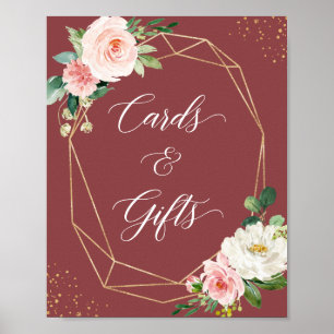 Póster Tarjetas y regalos Rótulo Canela Rosa Rubor Floral