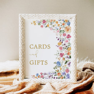 Póster Tarjetas y regalos Rótulo de flores silvestres de 