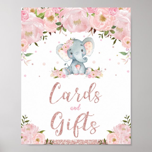Póster Tarjetas y regalos Rótulo Elephant Cumpleaños Baby (Frente)