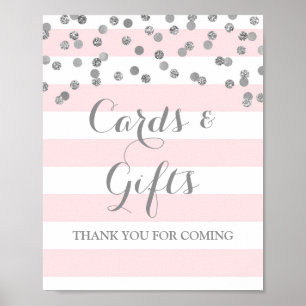 Póster Tarjetas y regalos Rótulo Rubor Stripes Silver Con