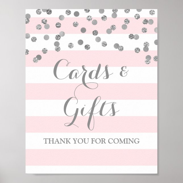 Póster Tarjetas y regalos Rótulo Rubor Stripes Silver Con (Frente)