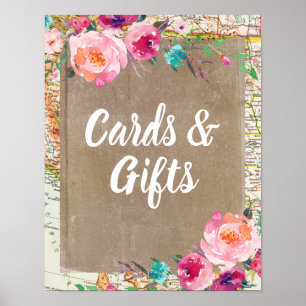 Póster Tarjetas y regalos Rótulo Rústico Bridal Shower Po