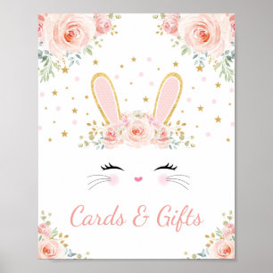 Póster Tarjetas y regalos / Rubor Floral Bunny Rabbit Fie