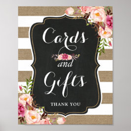 Póster Tarjetas y regalos Rústico Burlap Floral Boda Rótu