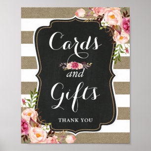 Póster Tarjetas y regalos Rústico Burlap Floral Boda Rótu