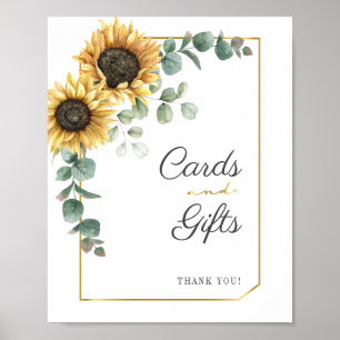 Póster Tarjetas y regalos rústicos de girasol floral euca