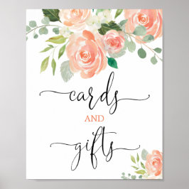 Póster Tarjetas y regalos signo floral elegante verde cla