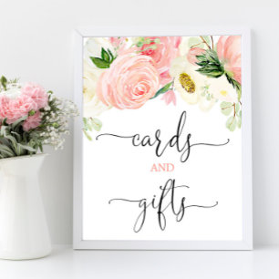 Póster Tarjetas y regalos signo rosa dorado floral elegan