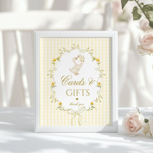 Póster Tarjetas y regalos Silly Goose gingham neutro en c