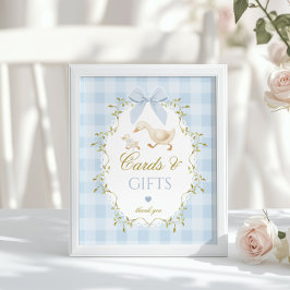 Póster Tarjetas y regalos Silly Goose y lazo azul a cuadr