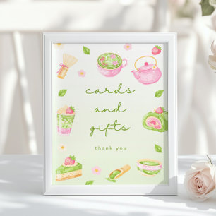 Póster Tarjetas y regalos Té Matcha Rosa Baby Shower