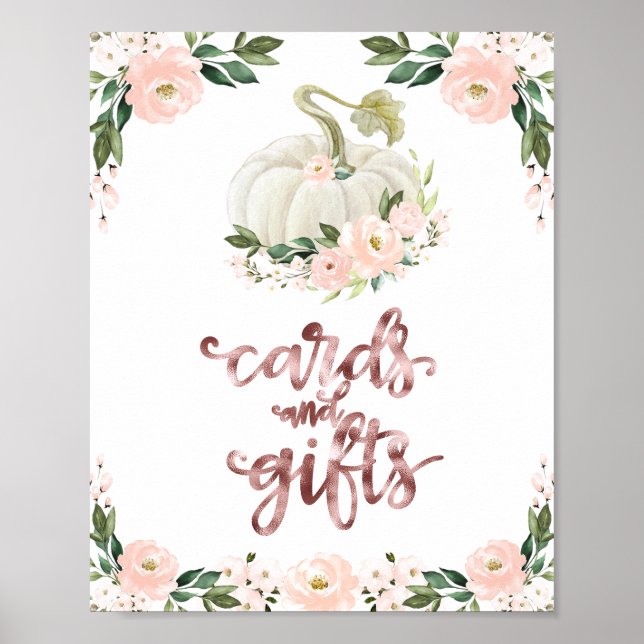 Póster Tarjetas y regalos Verdor Cae Rótulo Baby Shower (Frente)