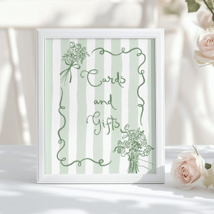 Póster Tarjetas y regalos Whimsical Sage green Hand Drake