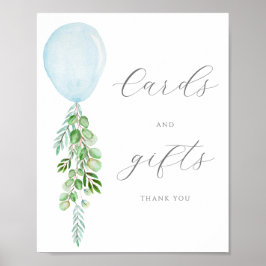 Póster Tarjetas y Rótulo de regalo Blue Balloon Boy Baby