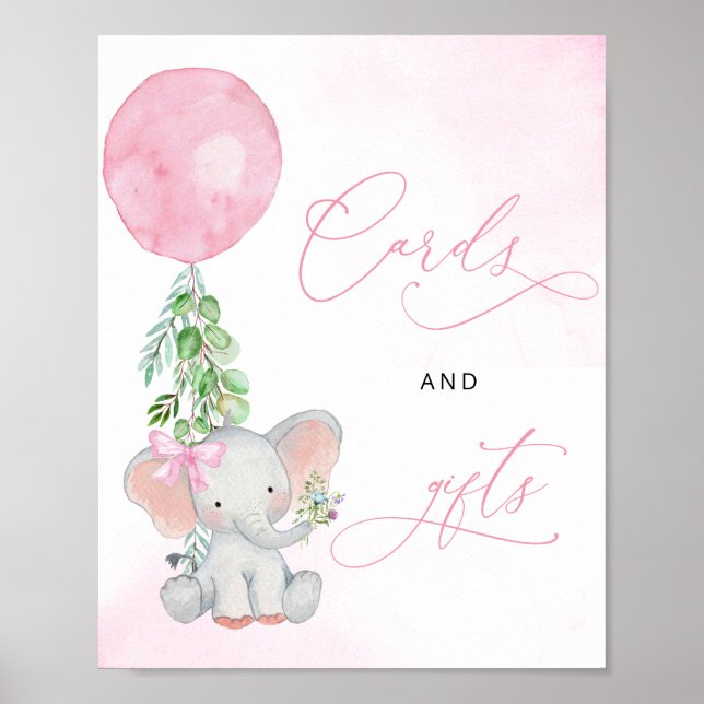 Póster Tarjetas y Rótulos de regalo para la niña elefante (Frente)