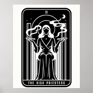 Póster Tarot Alta Sacerdotisa Fumando Marihuana Oculta Fe