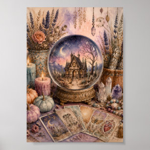 Póster Tarot Altar Whimsigoth Globo de Nieve Brujería Hal