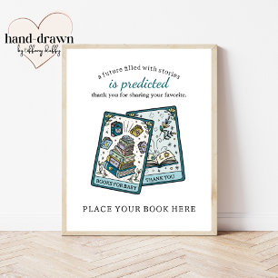 Póster Tarot Baby Shower Books para el Rótulo de la Mesa