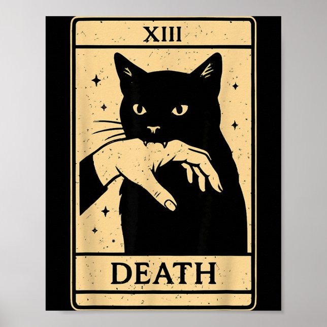 Póster Tarot Card Black Cat Occult Witchy Black Cat Tarot (Frente)