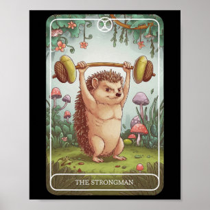 Póster Tarot Card Hedgehog Strongman Lifting Workout Gym