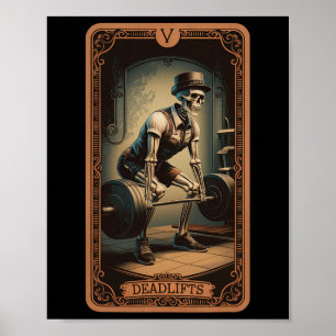 Póster Tarot Card Skeleton Deadlifts de elevación de pesa