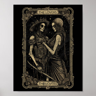 Póster Tarot Card The Aovers Skeleton Gótico Skull Hallow