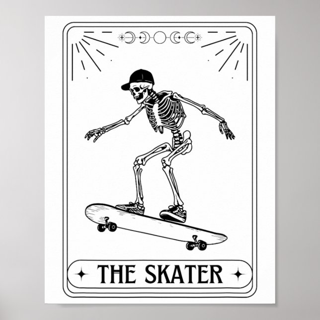 Póster Tarot Card The Skater Skeleton Halloween Skateboar (Frente)