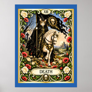 Póster Tarot del gato de la muerte - Transformación y ren