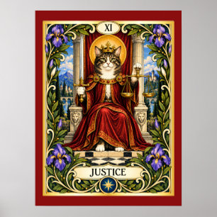 Póster Tarot del Gato Justicia - Equilibrio y Verdad