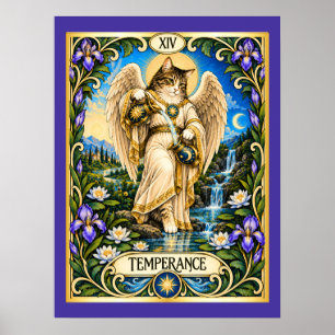 Póster Tarot del Gato Templanza - Armonía y Equilibrio