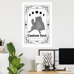 Póster Tarot Zodiaco Celestial Luna Amante de Gatos Perso
