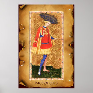 PÓSTER TAROTES DE RENACIMIENTO ANTIGUO / PÁGINA DE CUPS