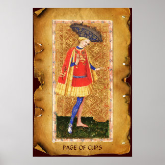 PÓSTER TAROTES DE RENACIMIENTO ANTIGUO / PÁGINA DE CUPS