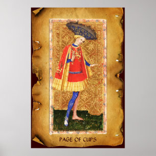 PÓSTER TAROTES DE RENACIMIENTO ANTIGUO / PÁGINA DE CUPS