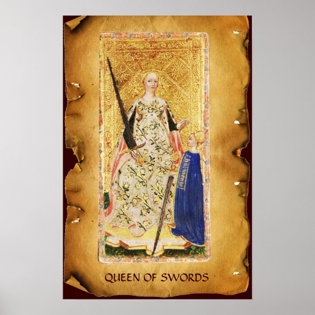 PÓSTER TAROTES DE RENACIMIENTO ANTIGUO / REINA DE PLANTAS (Frente)