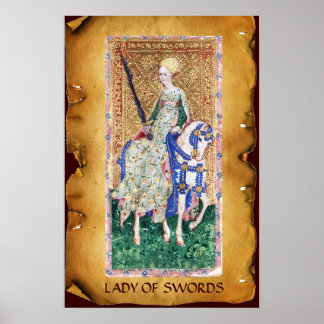 PÓSTER TAROTES DE RENAISSANCIA ANTIGUA/DAMA DE ESPADA