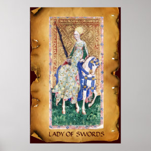 PÓSTER TAROTES DE RENAISSANCIA ANTIGUA/DAMA DE ESPADA