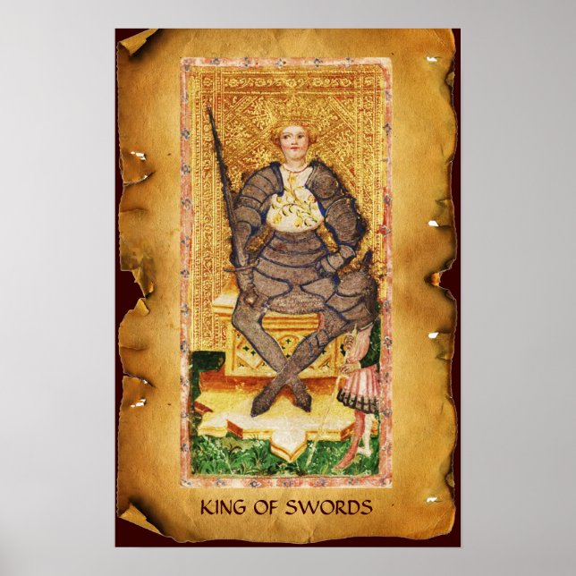 PÓSTER TAROTES DE RENAISSANCIA ANTIGUA / REY DE ESPALDAS (Frente)