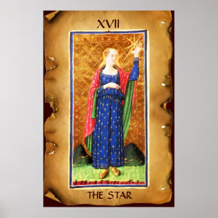 PÓSTER TAROTS DE LA RENACENTISTA ANTIGUA 17 / LA ESTRELLA
