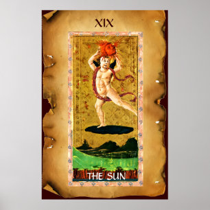 PÓSTER TAROTS DE LA RENACENTISTA ANTIGUA 19  / EL SOL