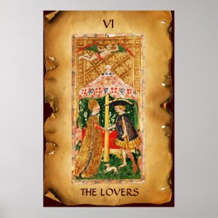 PÓSTER TAROTS DE LA RENACENTISTA ANTIGUA 6 / LOS ENAMORAD
