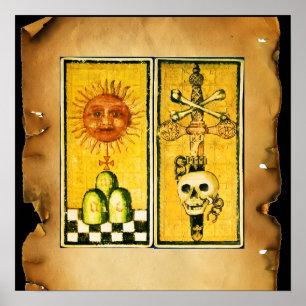 PÓSTER TAROTS DE LA RENACENTISTA ANTIGUA /EL SOL ,AS DE E